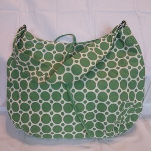 Small shoulder bag white with green polka dots